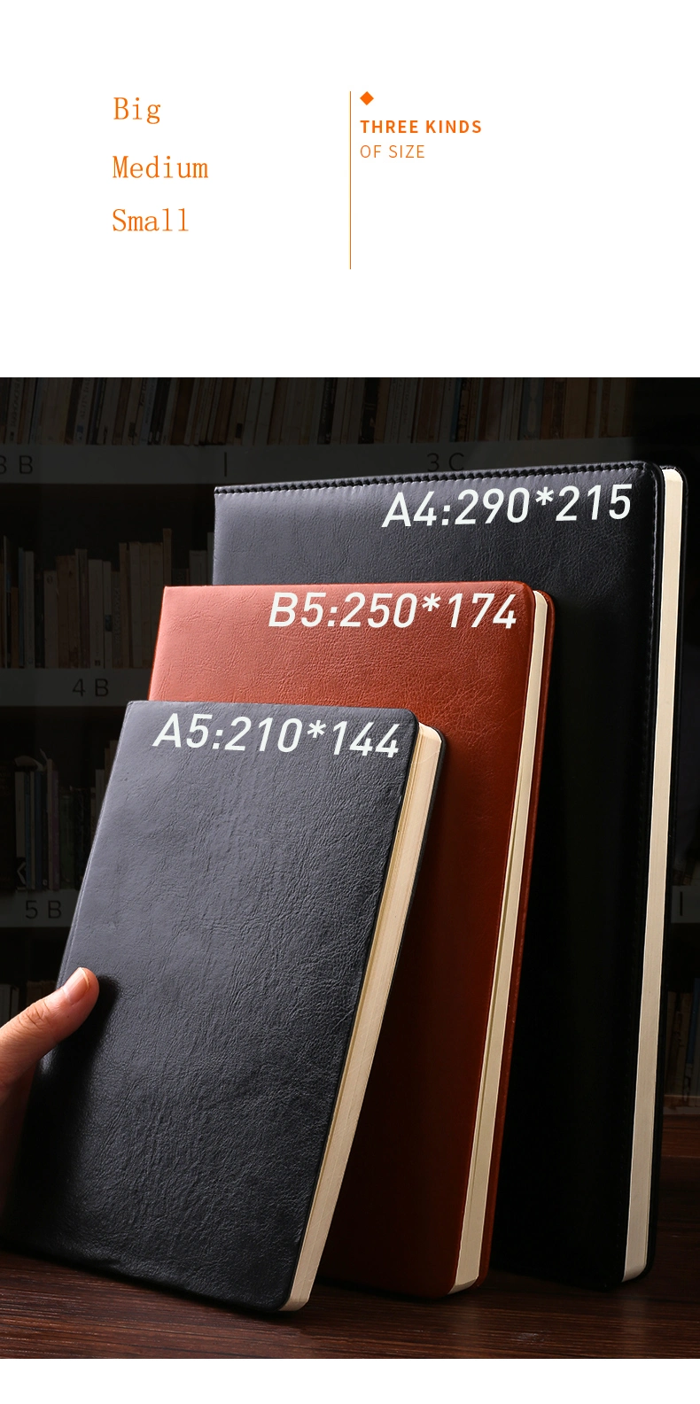 PU Leather Wholesale Customized Personalized Hardcover Blank Notebook A5/A4/B5