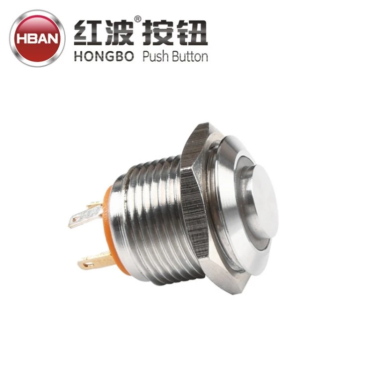 16mm High Round Momentary Brass Metal Push Button Switch LED Ring Light