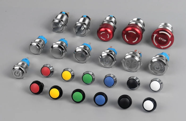 19mm Dpdt Momentary Flat Button Ring Illuminated Waterproof Metal 2no 2nc Push Button Switch