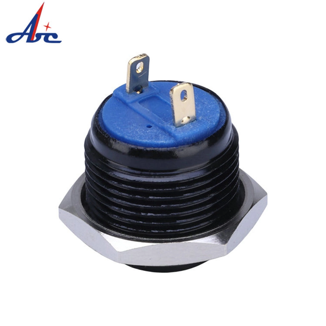 16mm Pin Terminal 1no Momentary Black Anti-Vandal Metal Switch