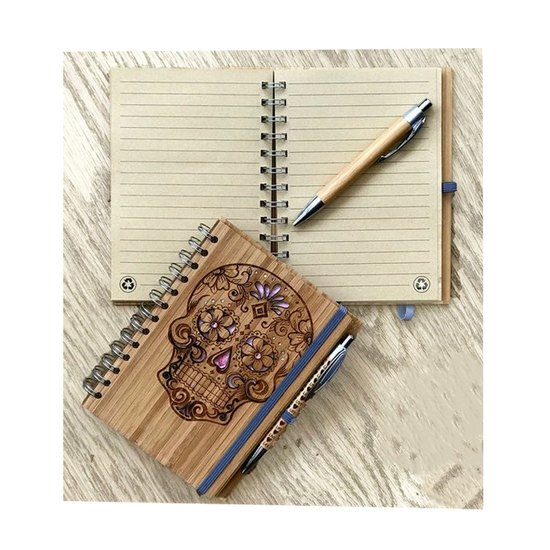 Skeleton Design Eco-Friendly Bamboo Notebook Personalised Cover Stationery