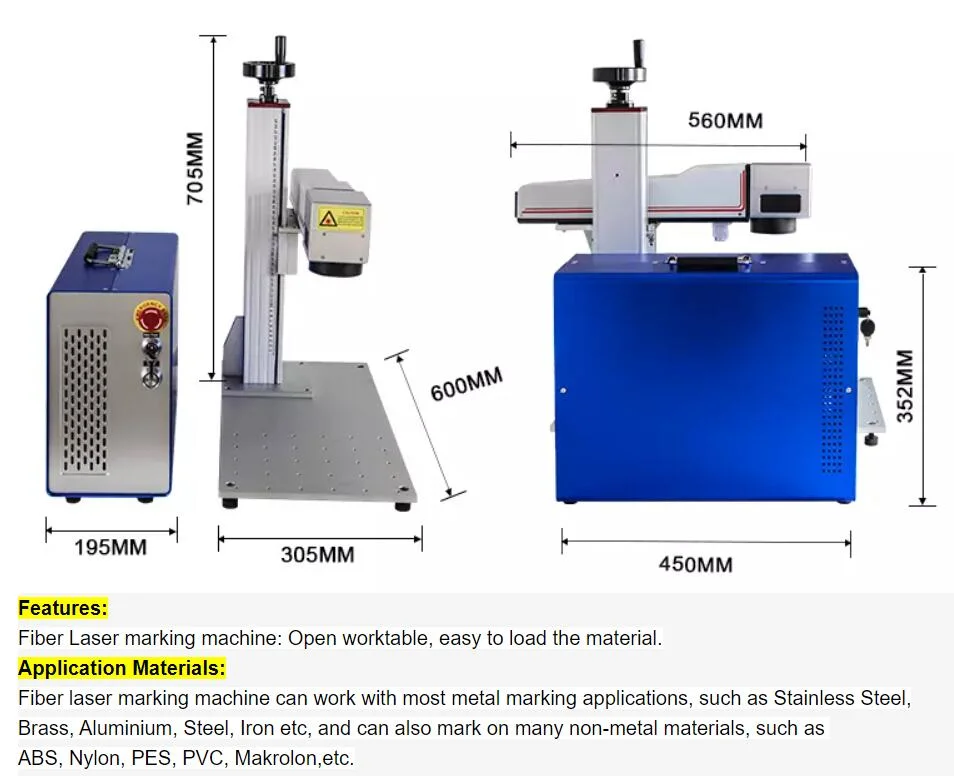 Fiber Laser Marking Machine for Stainless Steel 20W 30W