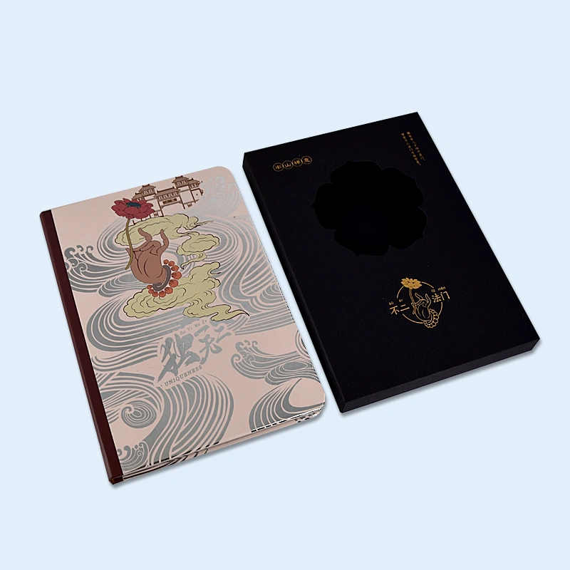 Notebook Golden/Silver Hot Printing Hardcover Cloth Notebook with Paper Packing Box