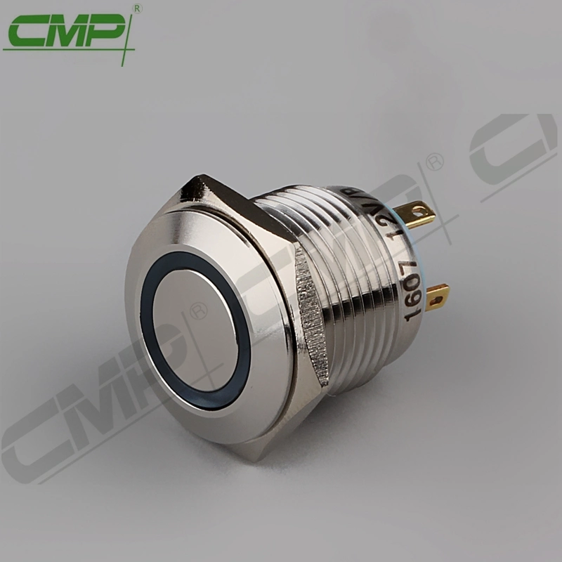 CMP 16mm Waterproof 4 Pin Metal LED Momentary Push Button Switch