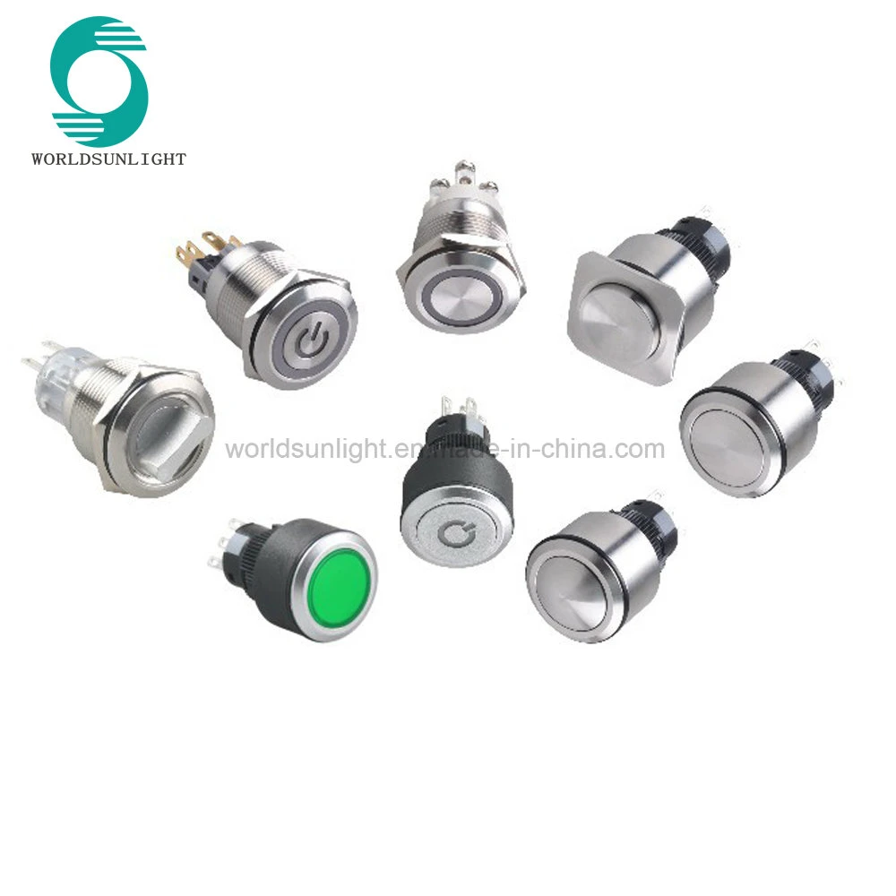 Diameter 22mm 24V 1no 1nc Momentary Blue LED Stainless Push Button Switch with Waterproof Cover