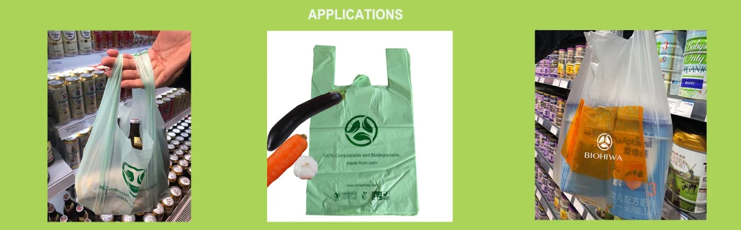 100% Biodegradable and Compostable T-Shirt Carry Bags with En13432 and ASTM D6400 Certification