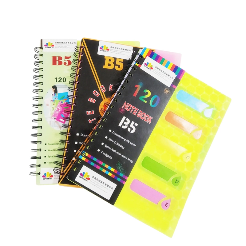 Plastic Cover Subject Spiral Notebook B5 /A5 with Divider Tab