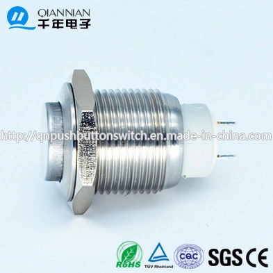16mm 1no Self-Locking High Flat Nickel Plated Brass Stainless steel Push Button Switch