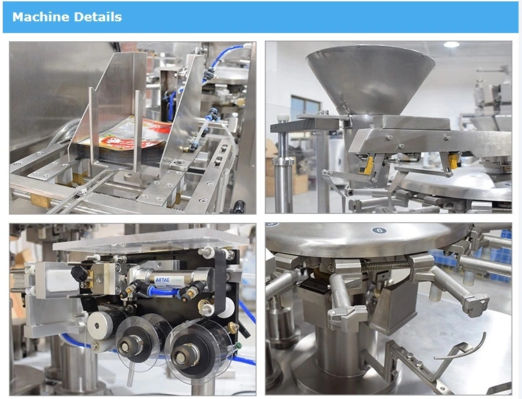 4 Nozzle Standing Spout Pouch Filling Capping Machine for Juice/Milk/Drinking Water Doypack Filling Machine