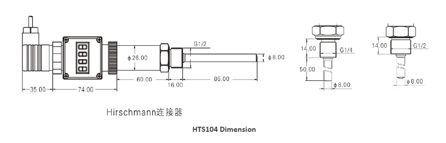 High Performance 0-5V Signal Pressure Temperature Sensor for Liquid
