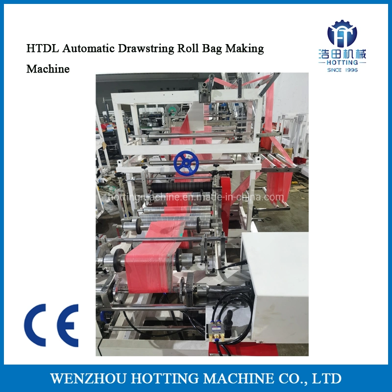 Plastic Overlap Drawstring Trash Bag Making Machine Perforation Continuous Rolling Draw Tape Garbage Bag Interleave and on Roll Making Machine Factory