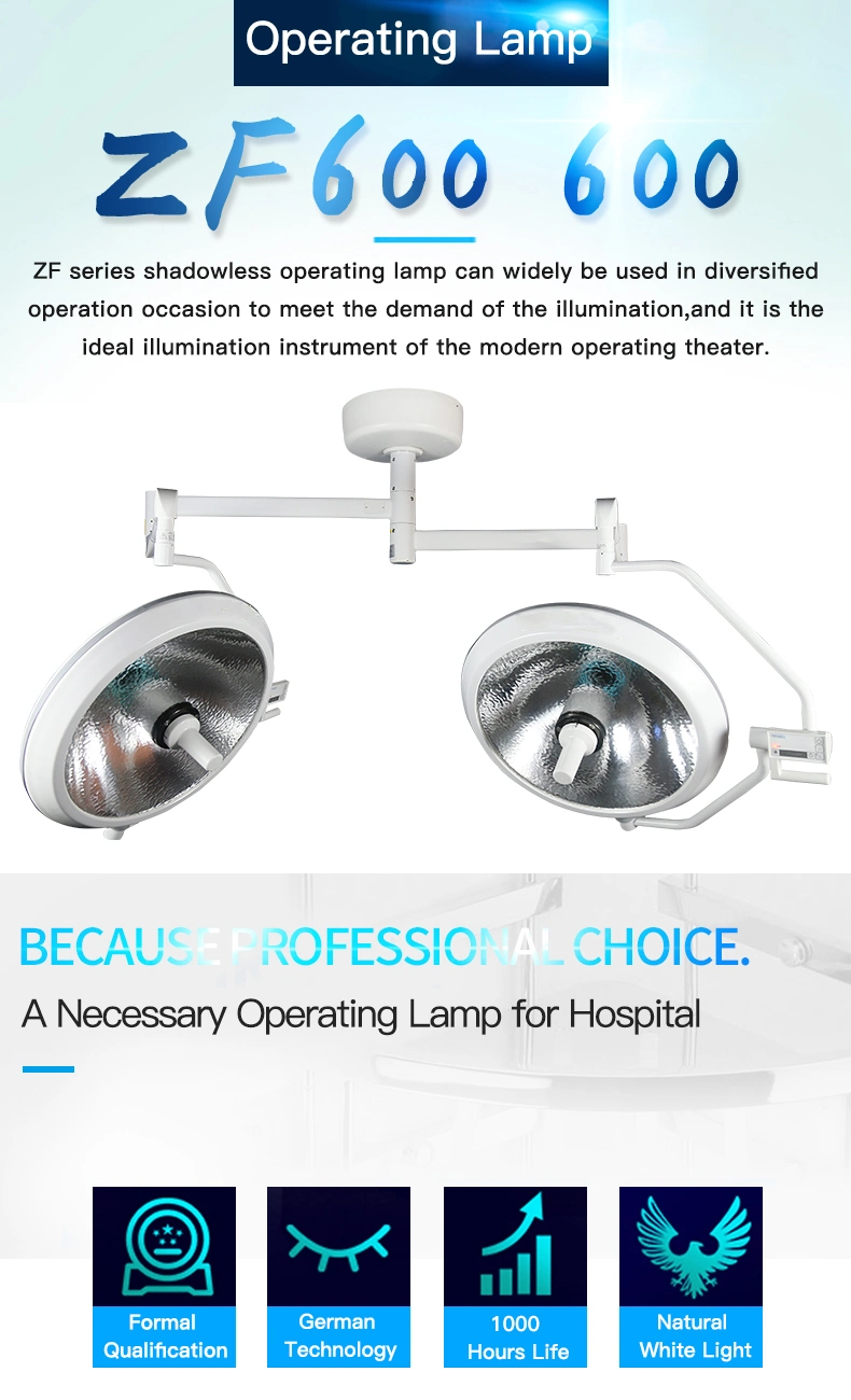 Double Dome Hospital Ceiling Shadowless Operating Light (ZF600/600)