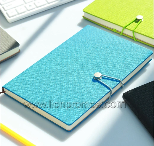 Corporate Business Gift Custom Logo Embossed PU Leather Cover Notebook with Button Closure