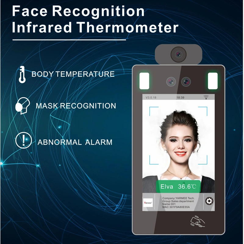 Face Recognition+Temperature Detection Sensor Intelligent Access Control Terminal with Stand