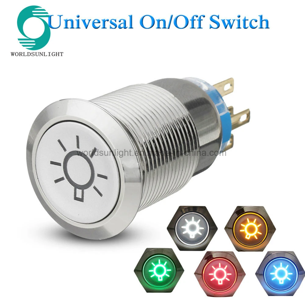 19mm 12V LED 8 Colors Dome Light on off Universal Push Button Switch for Light for Car Lorry Boat