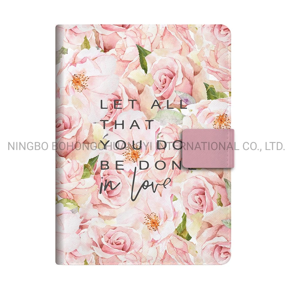 Custom Promotion Flower Garden Hardcover PU Leather Journal Notebook