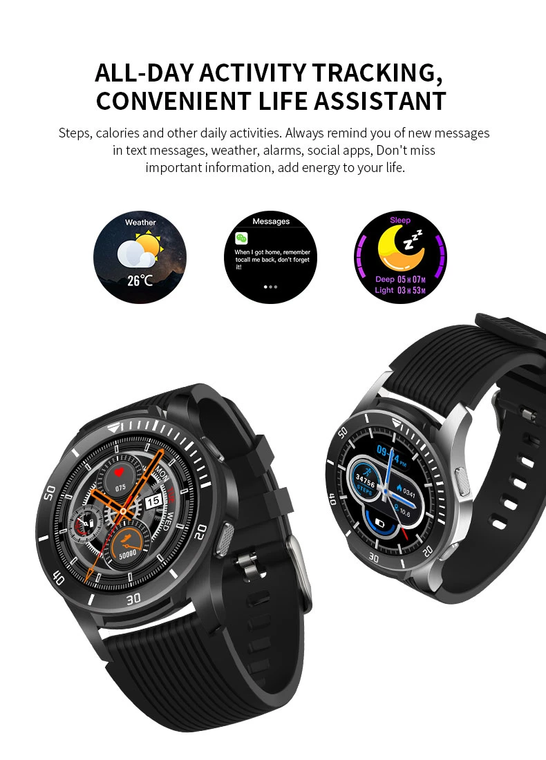 Hot Champion Gt106 Smartwatch with Round Smart Watch Sport Heart Rate Mechanical Button Standby Dial Smart Watch
