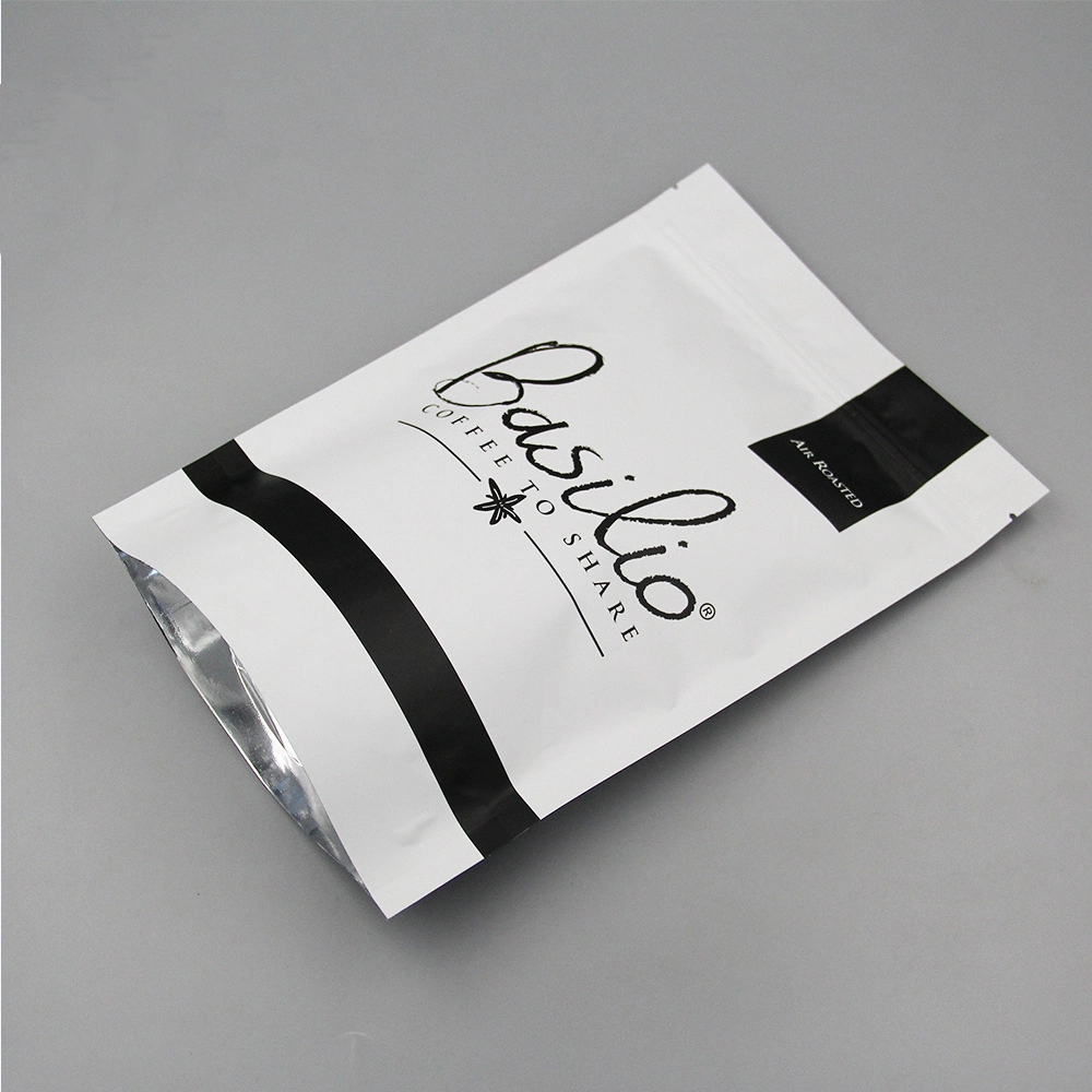 Laminated Aluminum Foil Zip Lock Bag Stand up Pouch /Matte White Foil Pouch Coffee Bag