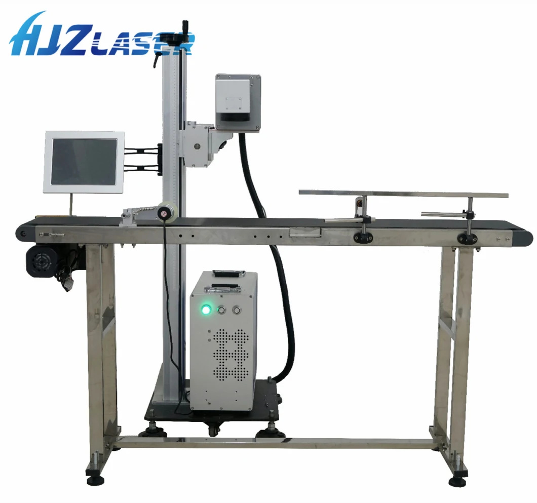 Online Flying Fiber Metal Etching Laser Marking Machine with Conveyor Belt