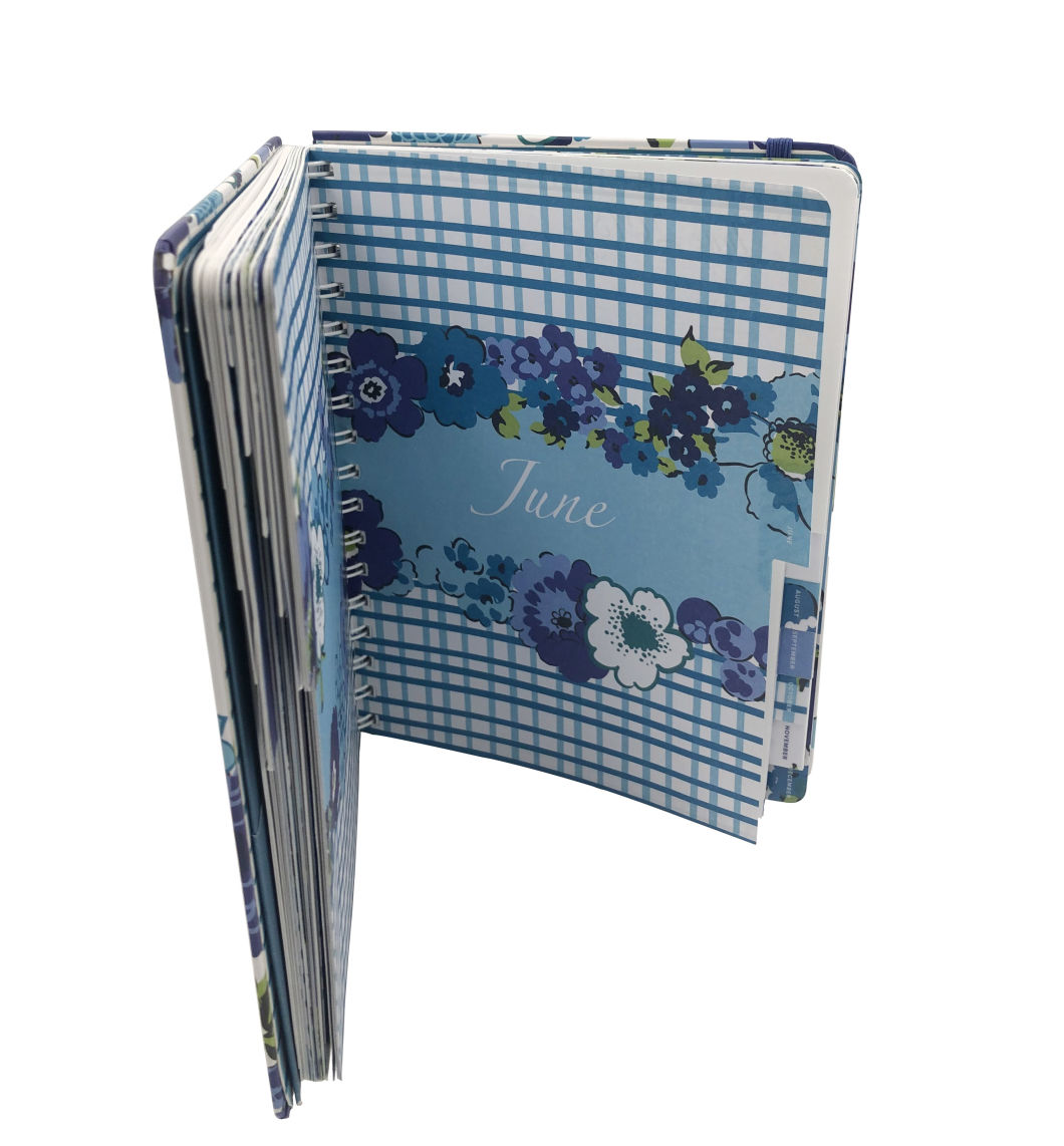 Hardcover Spiral Notebook, Blue Flower Cover Design