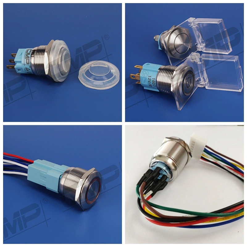 Metal Waterproof 22mm LED Illuminated Latching 6 Pin Push Button Switch