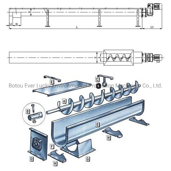 U Trough Screw Conveyor Manufacturers Auger Feeder for Material Handling