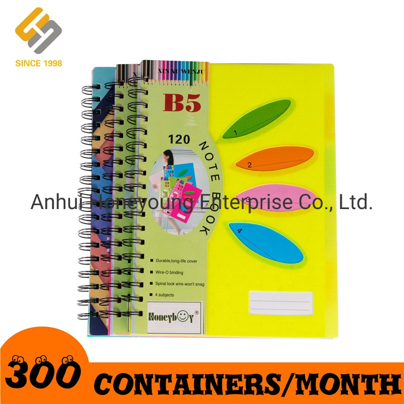 8mm Single Line Spiral Notebook PP/PVC Cover with Colorful Dividers