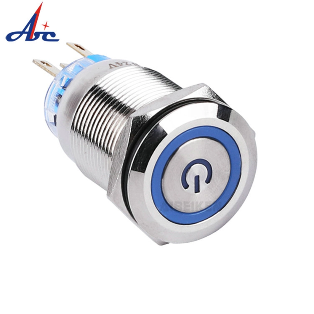 19mm IP67 Waterproof Momentary LED Power Button Switch for Motorcycle Car