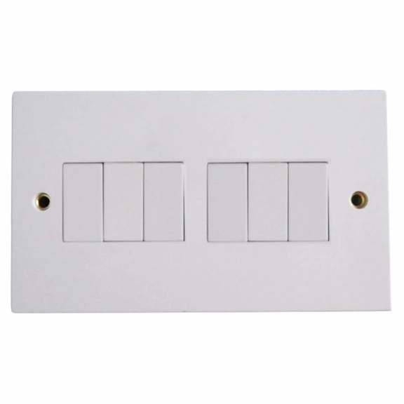 BS 6gang 2way 10A Electrical Light Push Button Wall Switch