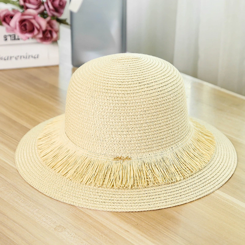 Men's Straw Hats, and Women's Double Brim Straw Hats with Tassels, Iron Bands Beach Shades Hats, Tassels Straw Hats, Straw Caps with Tassels