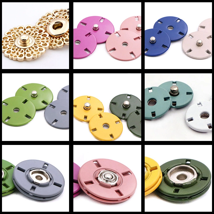 Snap Buttons 10/15/18/21/25/30mm Fasteners Press Stud Invisible Metal Flower Snap Buttons