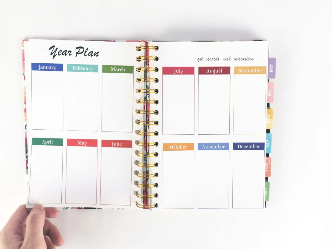 Customized Design Hardcover Spiral Journal Notebook Planner