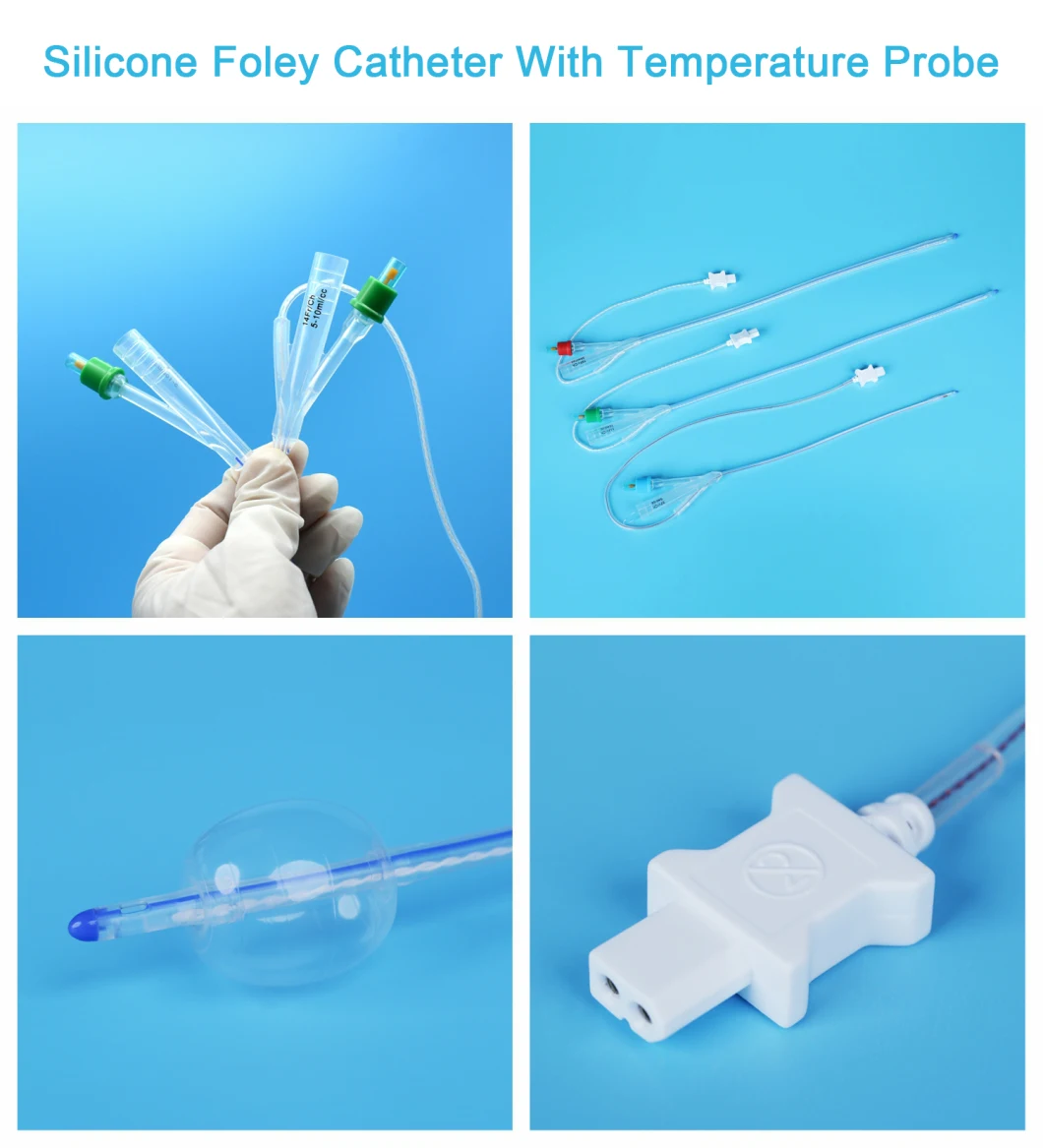 All Silicone Foley Catheter with Temperature Sensor Probe Round Tipped for Temperature Management
