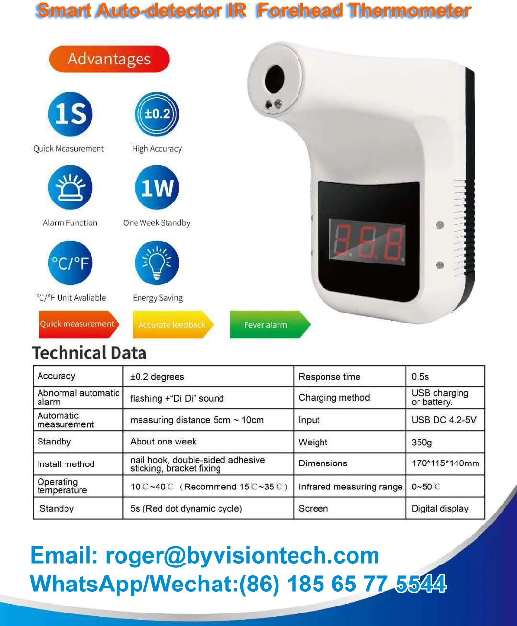 Smart Ai Forehead Body Non Contact Automatic Temperature Detector Infrared Thermometer