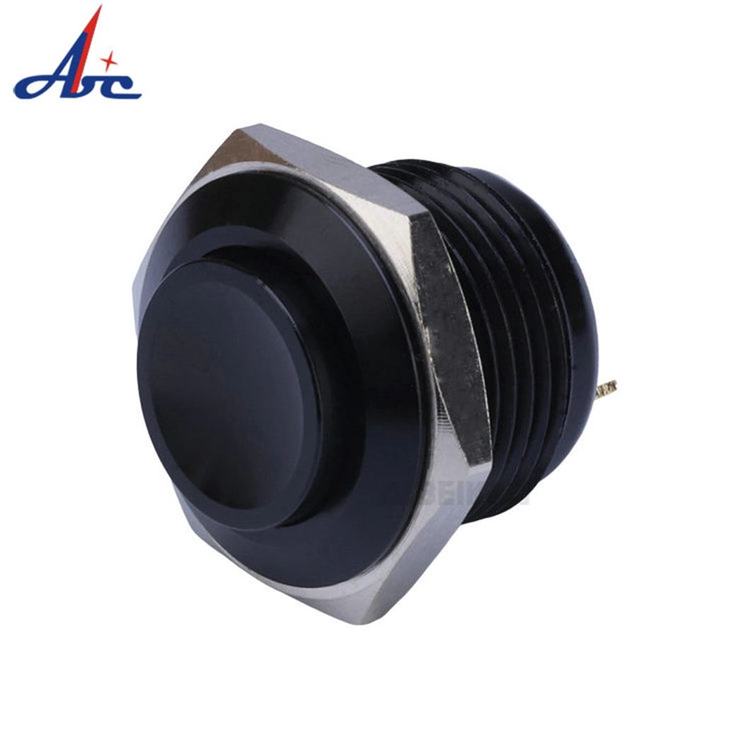 16mm Pin Terminal 1no Momentary Black Anti-Vandal Metal Switch