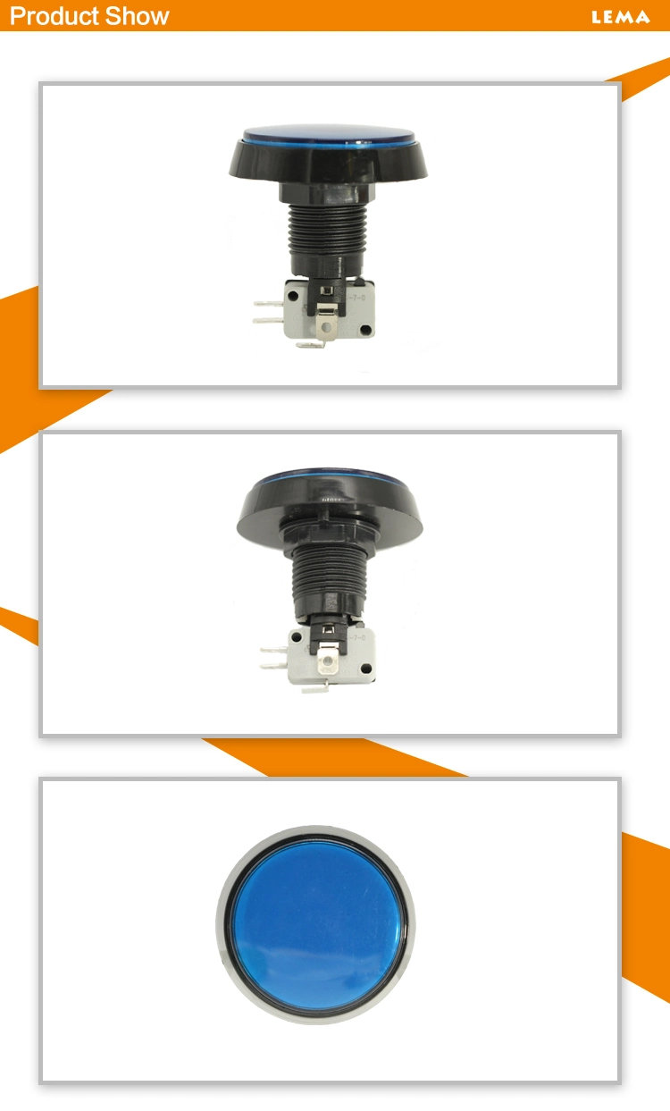IP40 Protection Level 60.8mm Blue LED Push Button Switch Pbs-005