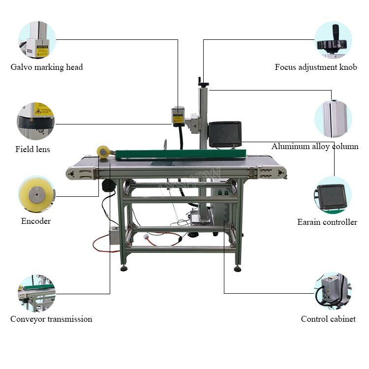Auto Conveyor Belt Fiber Laser 20W CNC Laser Marking Machine