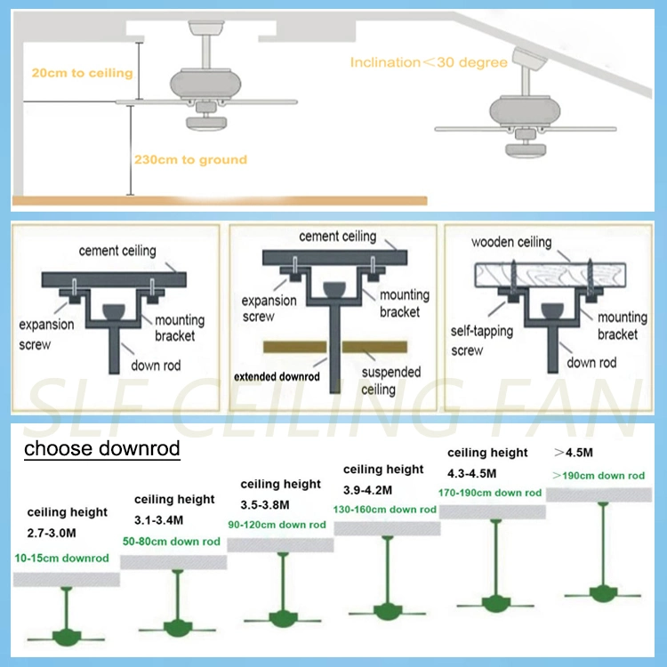 China Manufacture 52 Inch Remote Control Decorative Lighting AC DC Air Conditioning Electric Modern Vintage LED Ceiling Fan with Light