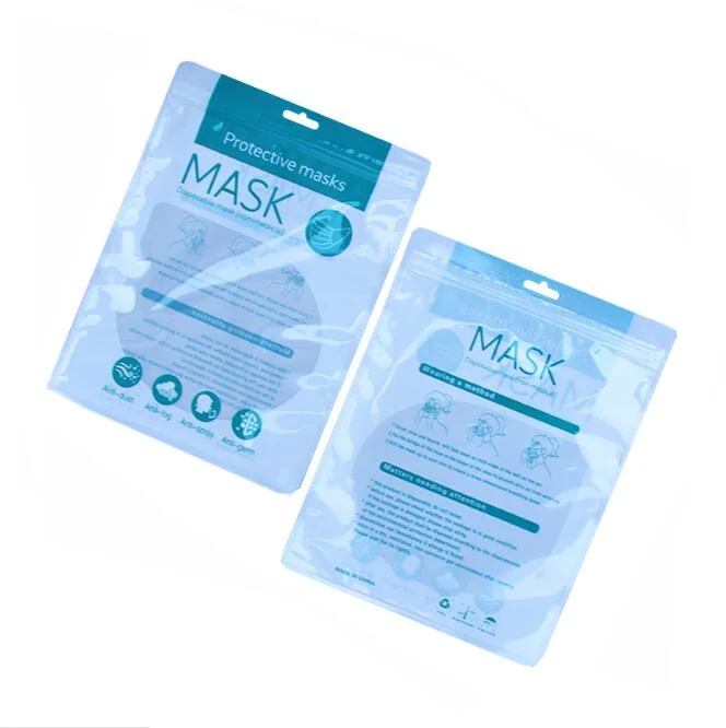 Custom Print Plastic Bag N95 Medical Surgical Face Mask Packaging Bag Recyclable Zip Lock Bag