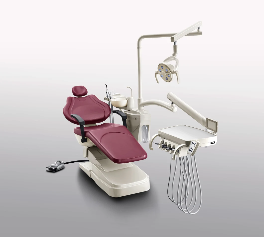 Multi-Functional Foot Pedal Left Handed Real Leather Dental Chair Equipment with Denmark Motor