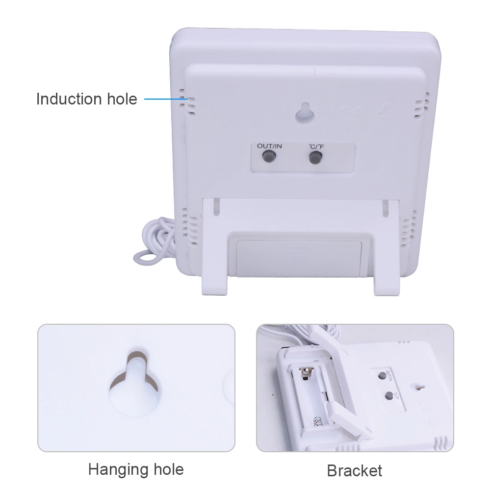 Indoor and Outdoor Dual Temperature Display Thermohygrometer High Precision Electronic Thermometer with Temperature Sensor