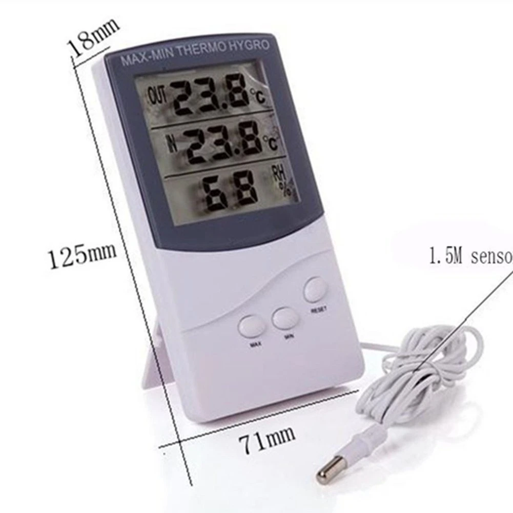 Ta318 Indoor Outdoor 1.5m Sensor Line Humidity Display Electronic Temperature Meter Digital Thermometer