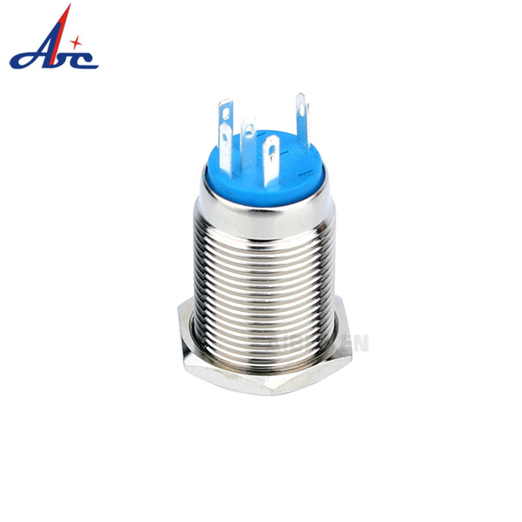 Waterproof 16mm Momentary 12V Blue Illuminated Power Push Button Switch