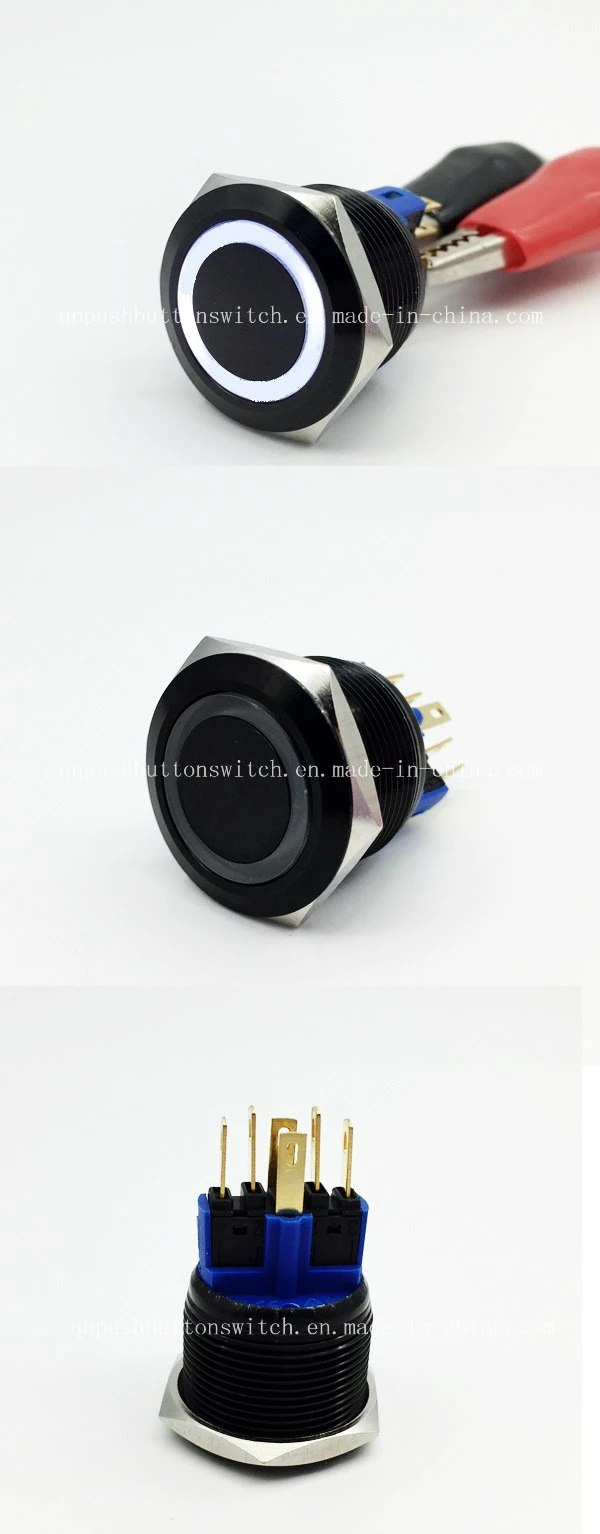 22mm Black Body White 3V LED Latching Push Button Switch