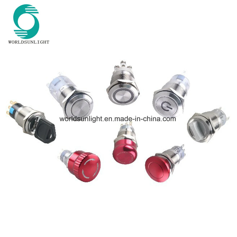 19mm Metal Latching Contact Lockout Waterproof Emergency off on Mushroom Head Stop Push Button Switch