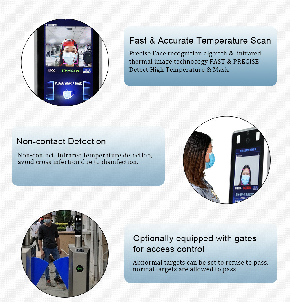 Automatic Face Recognition Access Control Infrared Thermometer with Temperature Sensor