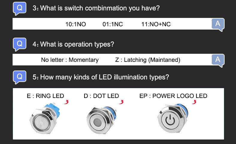 22mm Illuminated Push Button Switch with Power Symbol on off Switch