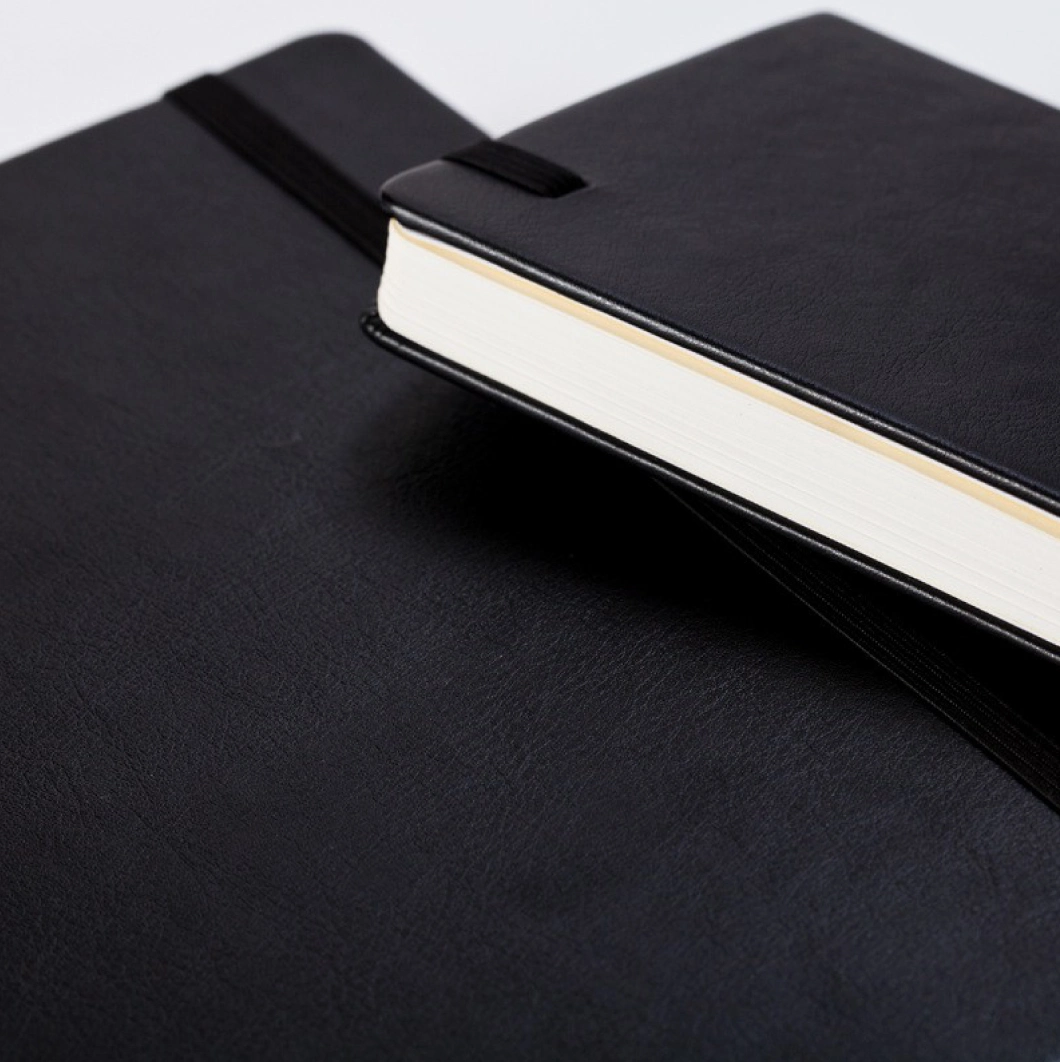 Black Elastic PU Leather Notebook with Customizable Logo