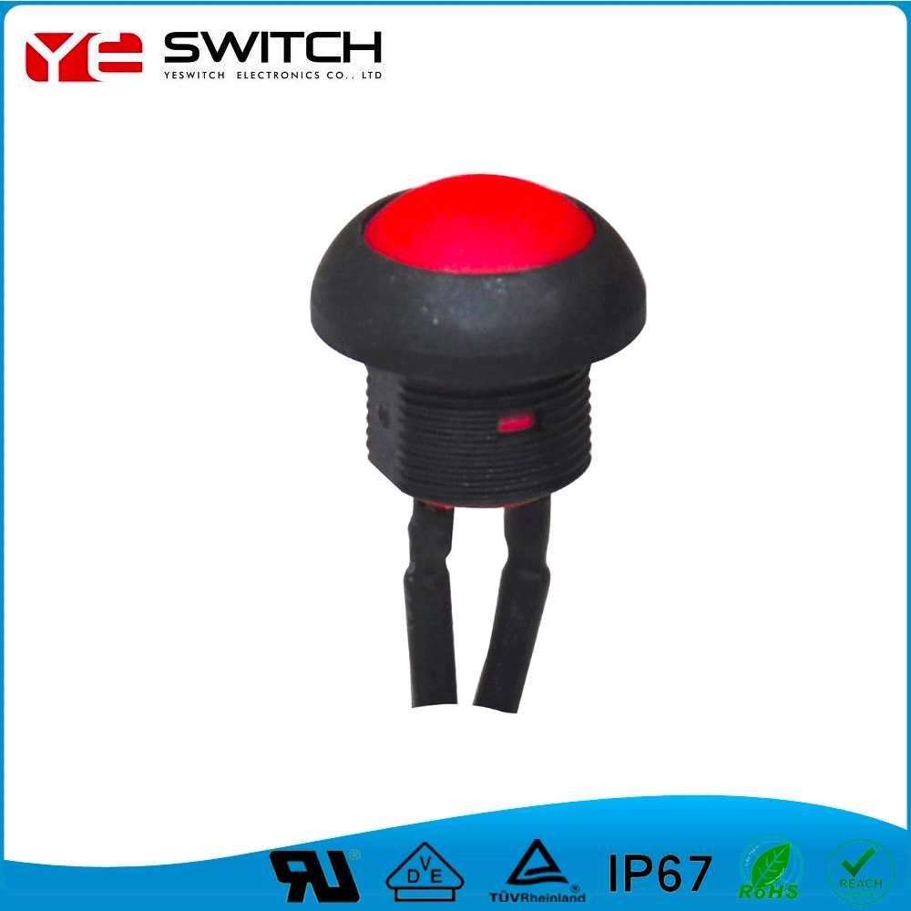 IP67 IP68 Waterproof LED Light Push Button Switch with Wire