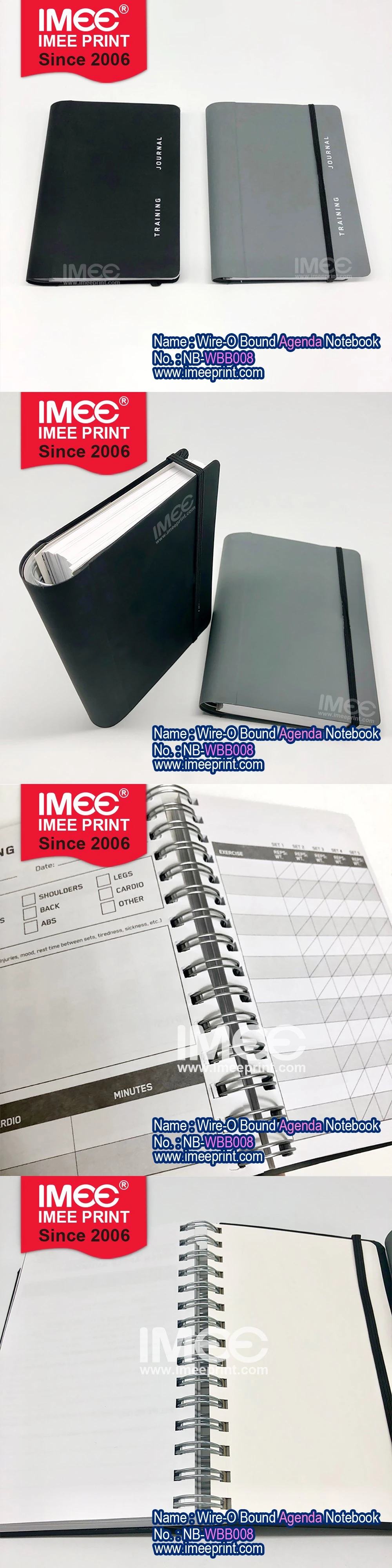 Imee Printing Wholesale Customized spiral Wire-O Ring Binder Journal Agenda Planner Notebook